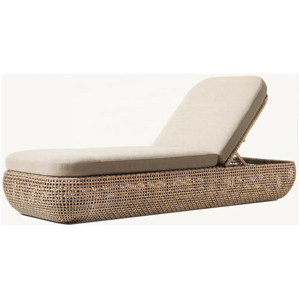 Kayu Rattan Natural Wood Sun Lounger