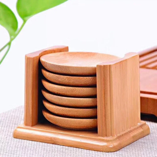 Maya round bamboo coasters