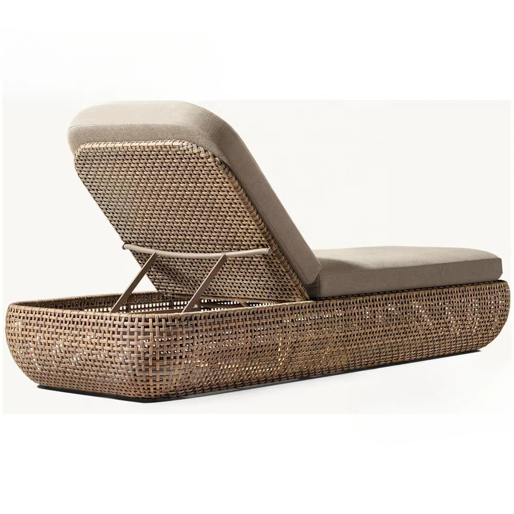 Kayu Rattan Natural Wood Sun Lounger