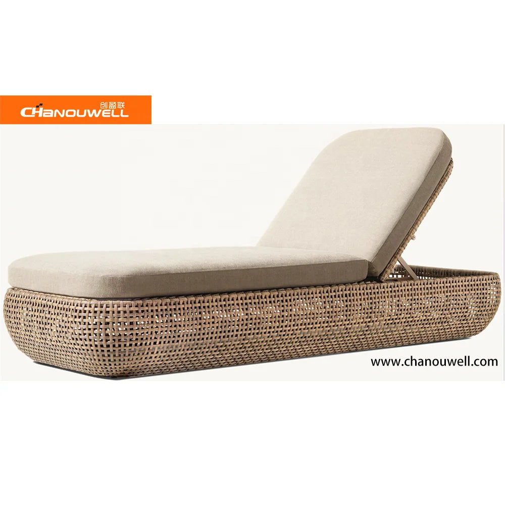 Kayu Rattan Natural Wood Sun Lounger