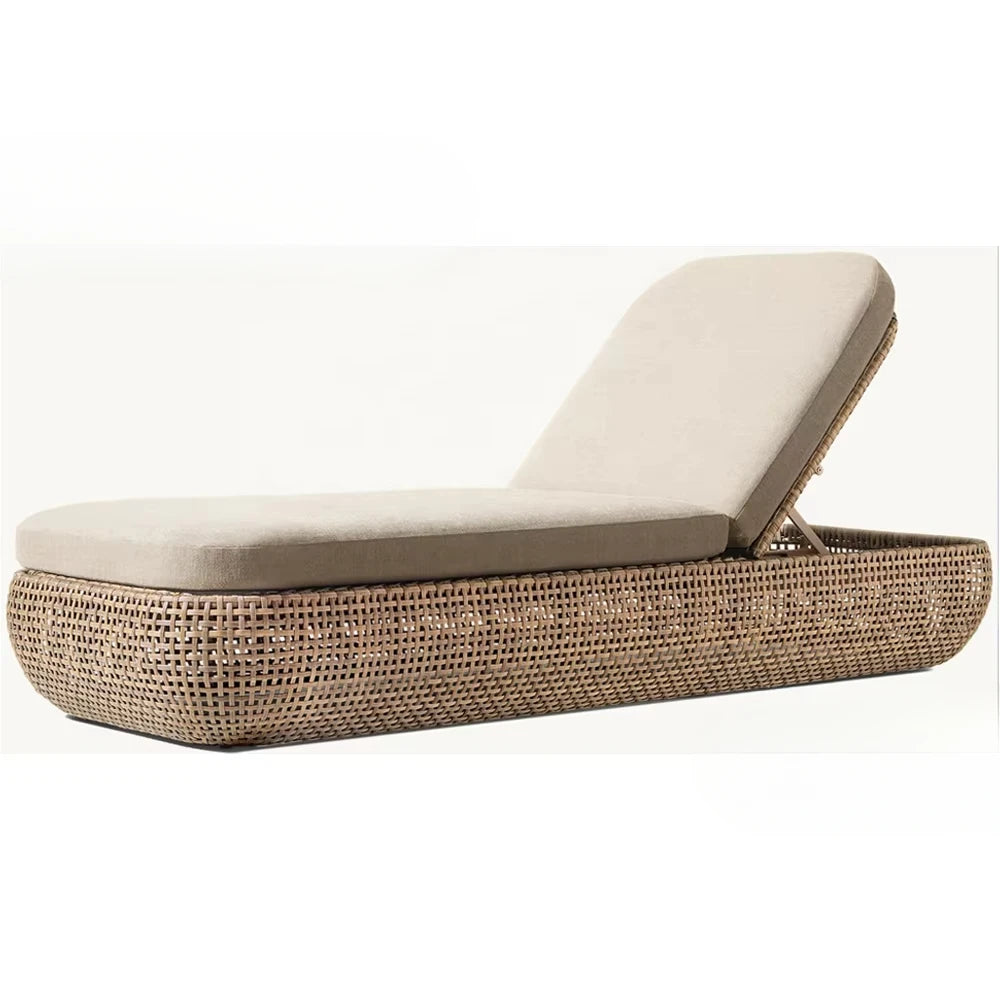 Kayu Rattan Natural Wood Sun Lounger